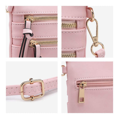 Lightweight Functional Multi Pocket Vegan Leather Shoulder Crossbody Bag l Dasein - Dasein Bags