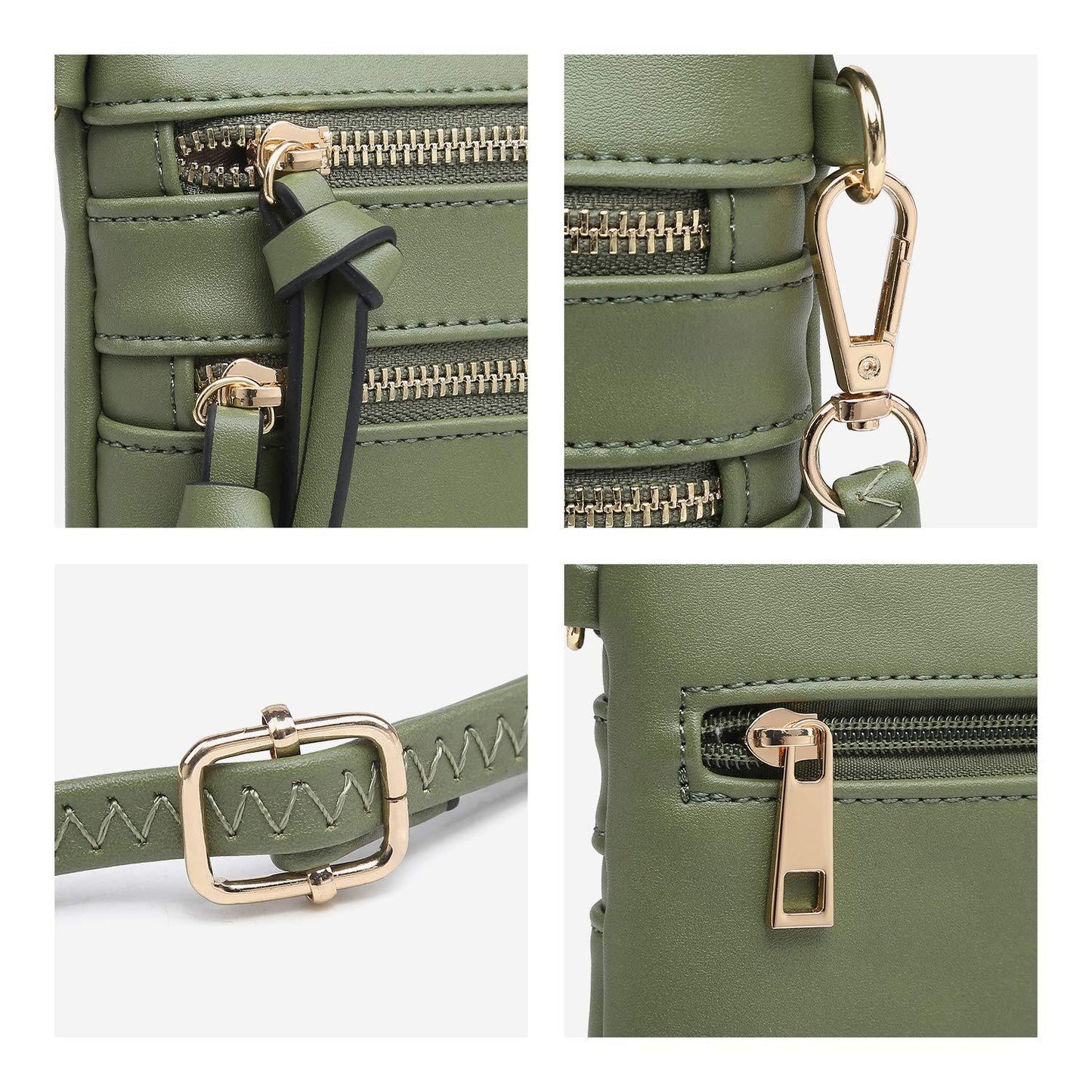 Lightweight Functional Multi Pocket Vegan Leather Shoulder Crossbody Bag l Dasein - Dasein Bags