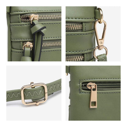 Lightweight Functional Multi Pocket Vegan Leather Shoulder Crossbody Bag l Dasein - Dasein Bags