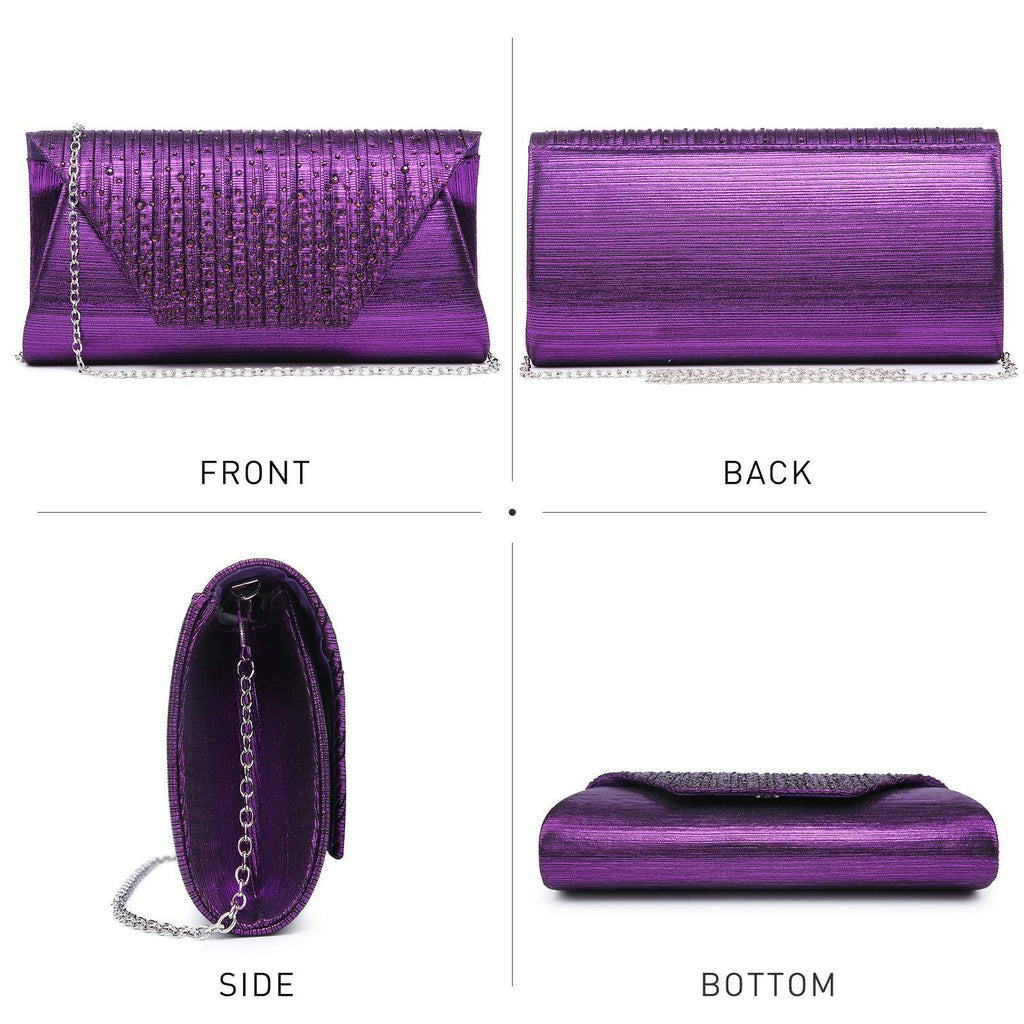 Women Glitter Rhinestone Wedding Evening Purse Envelope Clutch Dasein - Dasein Bags