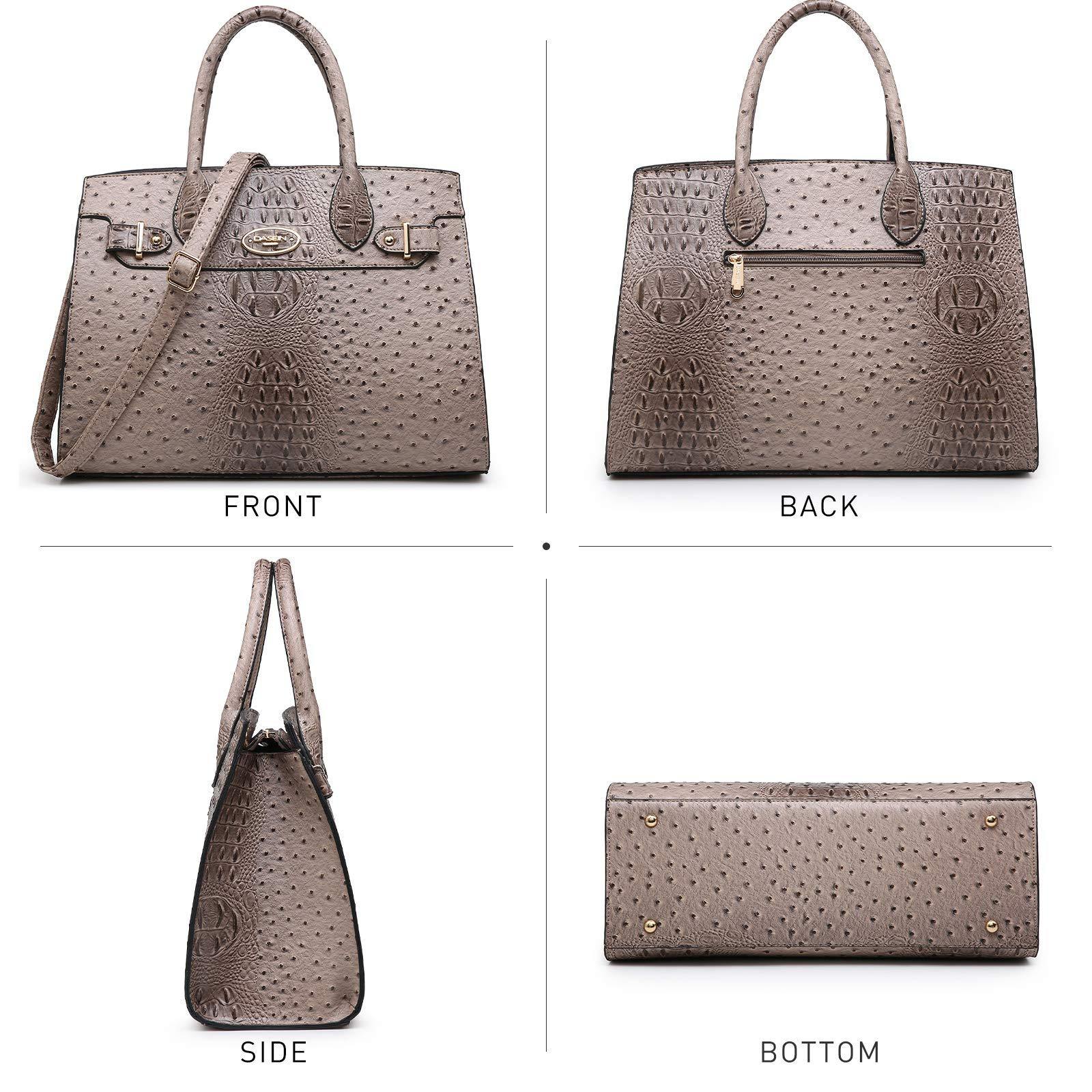 Fashion embossed Shoulder Top Handle Satchel Tote Bag with Matching Clutch l Dasein - Dasein Bags