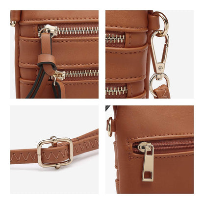 Lightweight Functional Multi Pocket Vegan Leather Shoulder Crossbody Bag l Dasein - Dasein Bags