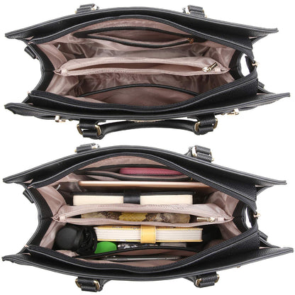 Ladies Shoulder Bag Top Handle Satchel Tote Work Bag with Matching Clutch l Dasein - Dasein Bags