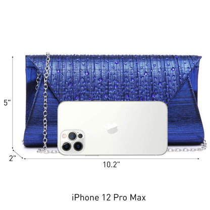 Women Glitter Rhinestone Wedding Evening Purse Envelope Clutch Dasein - Dasein Bags