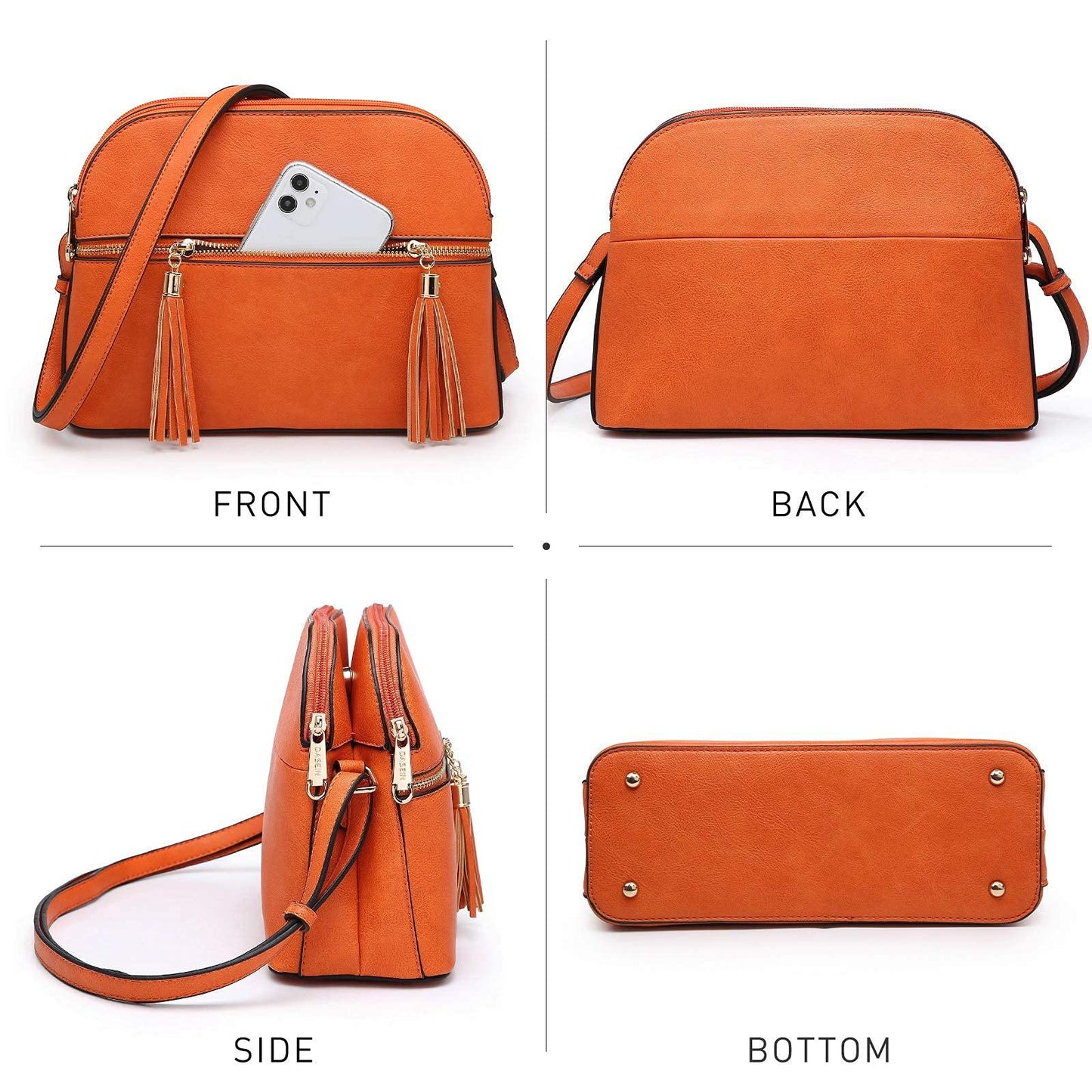 Tassel Front Zipper Crossbody Bag - Dasein Bags