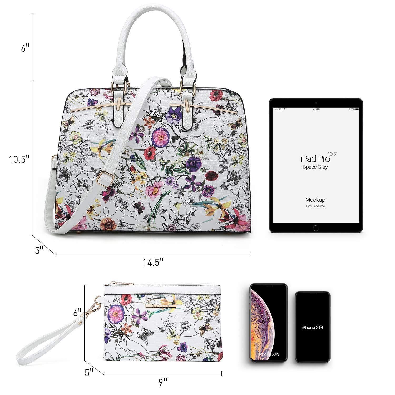 Gold-Tone Hardware Vegan Leather Textured Handbag with Matching Wallet l Dasein - Dasein Bags