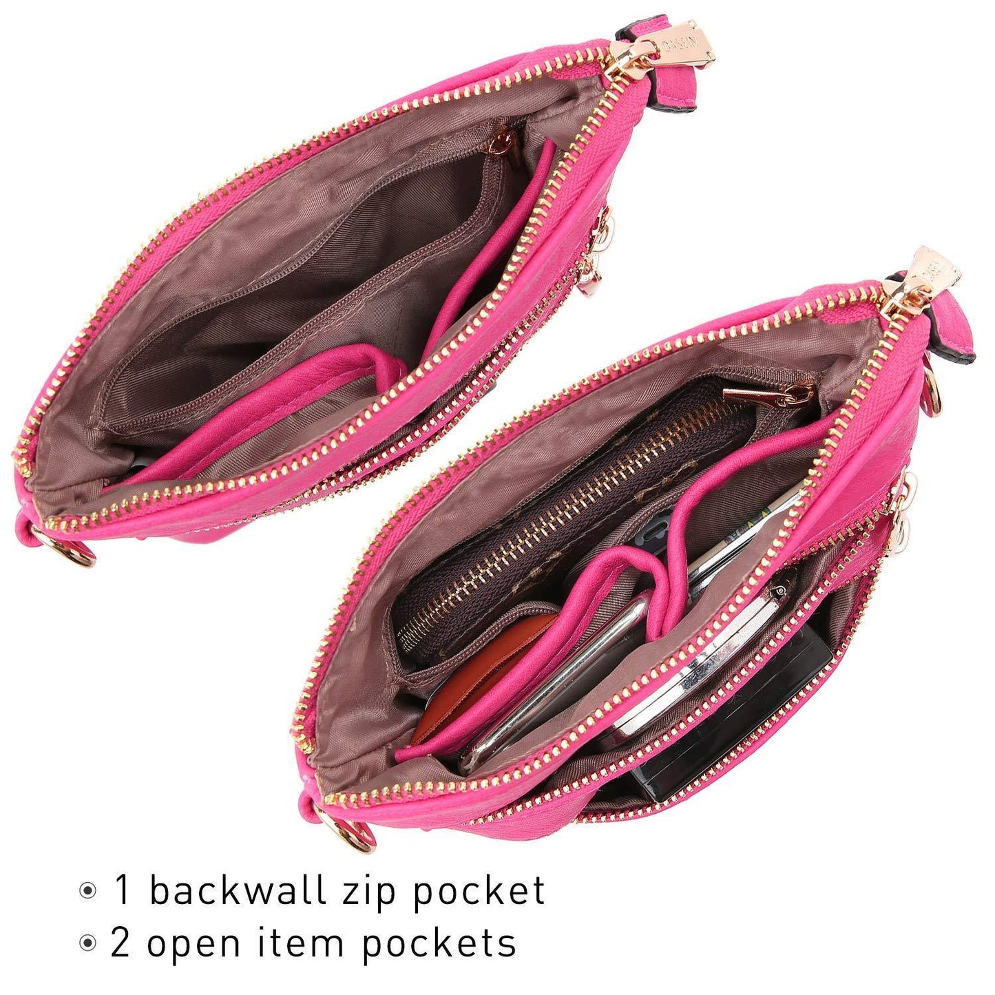 Women PU Leather Lightweight Crossbody Bag with Multi Pockets l Dasein - Dasein Bags