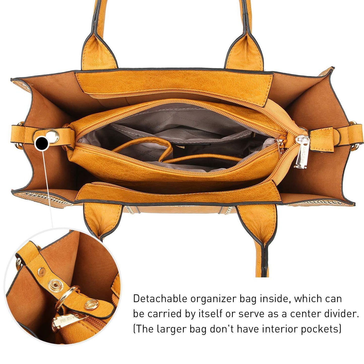 Studded 3-in-1 Top Handle Tote Handbag l Dasein - Dasein Bags