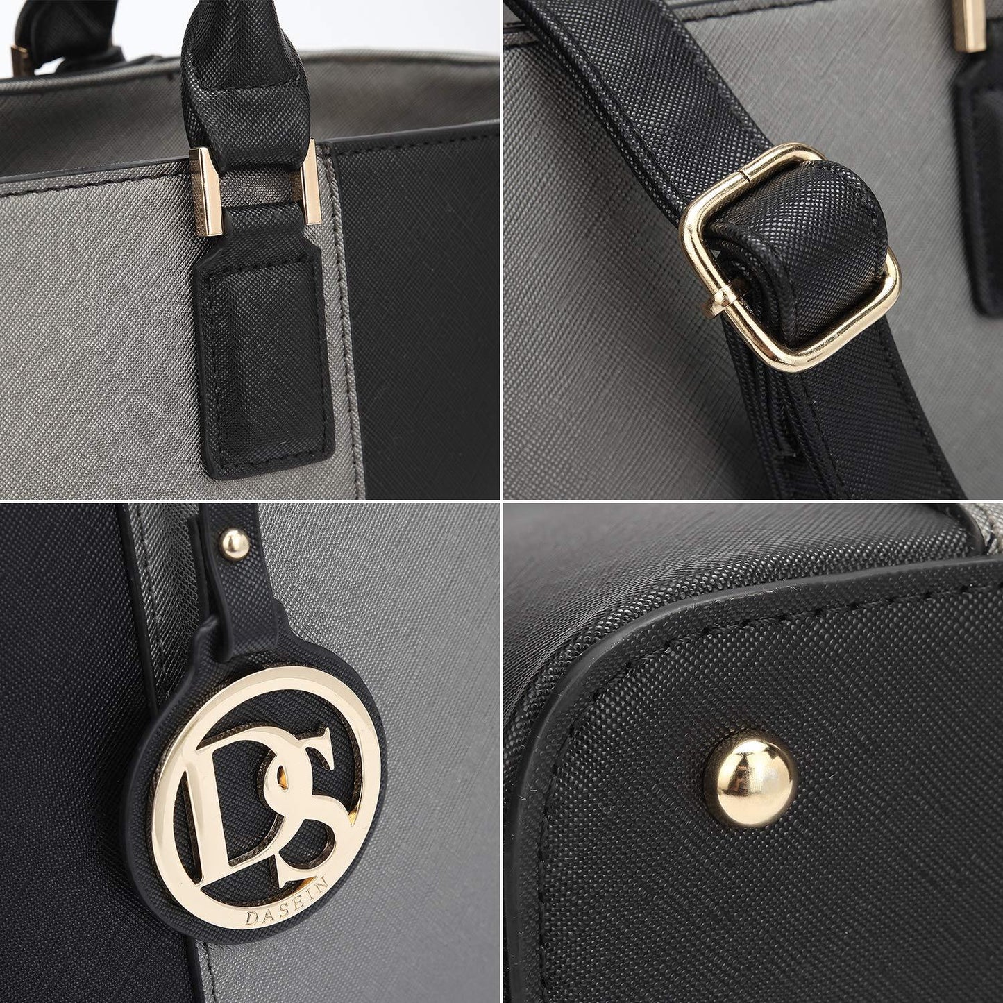 Fashion Stitching Color Large Tote Bag with Matching Wallet l Dasein - Dasein Bags