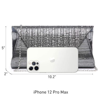 Women Glitter Rhinestone Wedding Evening Purse Envelope Clutch Dasein - Dasein Bags