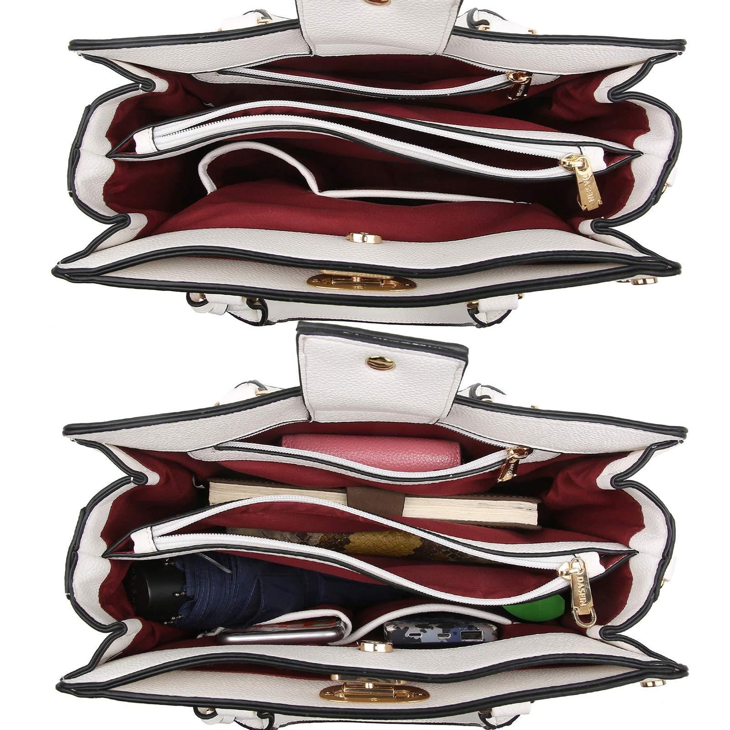 Studded Handbag with Matching Wristlet - Dasein Bags