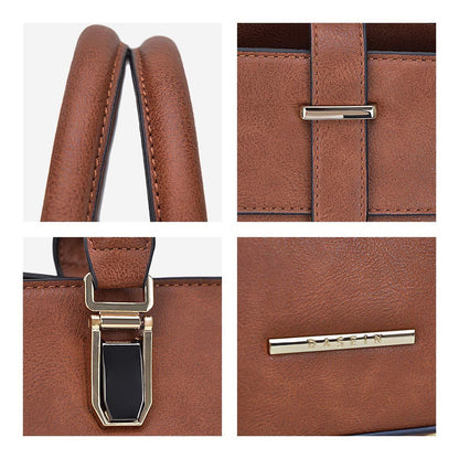 Women Flap-over Belt Top Handle Tote Satchel Purse Work Bag Matching Wristlet bag l Dasein - Dasein Bags