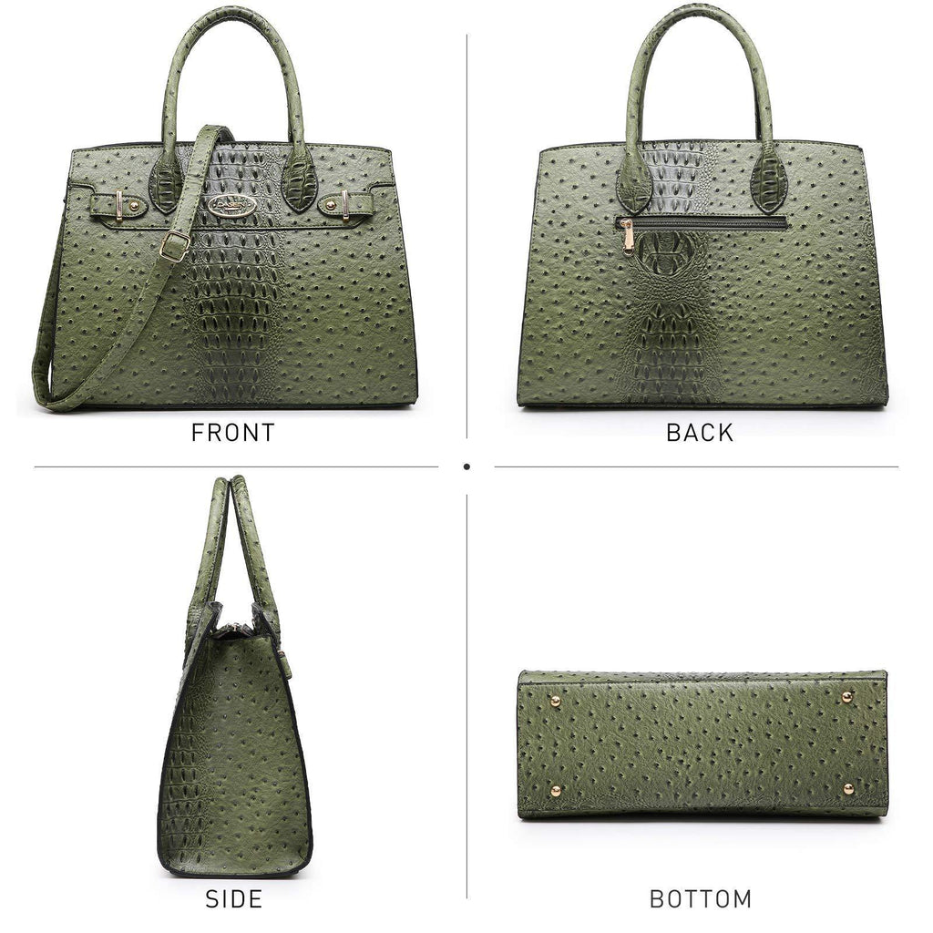 Fashion embossed Shoulder Top Handle Satchel Tote Bag with Matching Clutch l Dasein - Dasein Bags