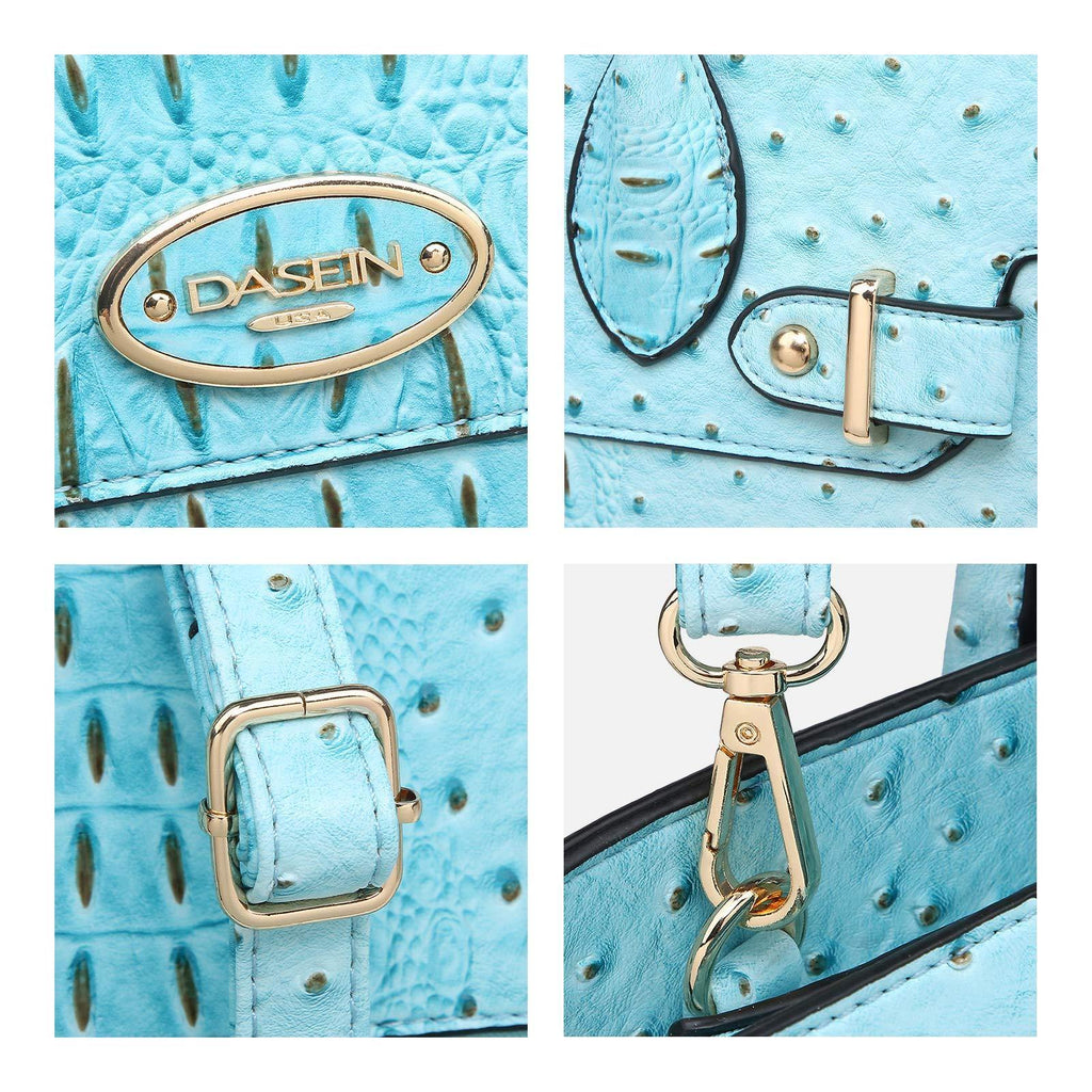 Fashion embossed Shoulder Top Handle Satchel Tote Bag with Matching Clutch l Dasein - Dasein Bags