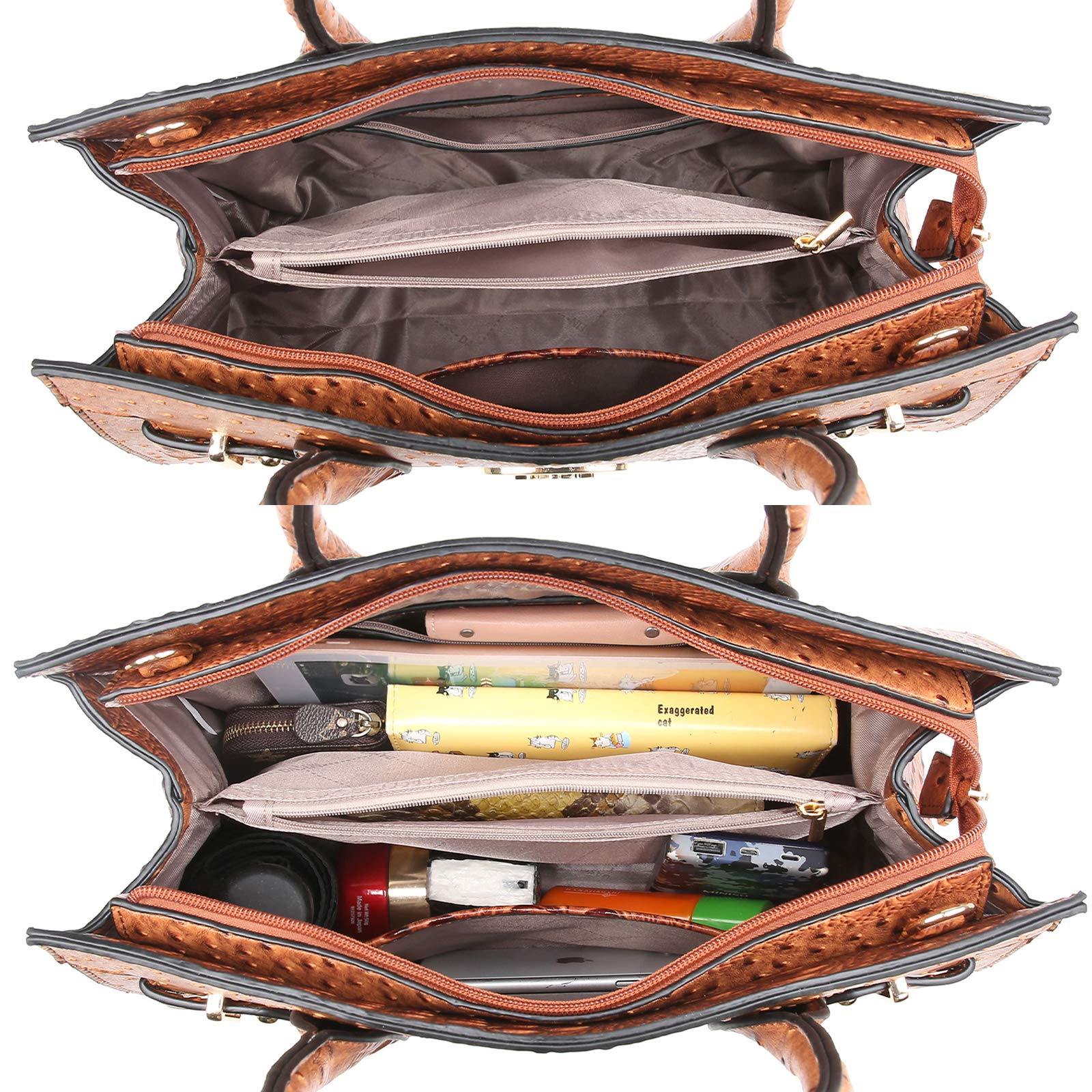 Fashion embossed Shoulder Top Handle Satchel Tote Bag with Matching Clutch l Dasein - Dasein Bags