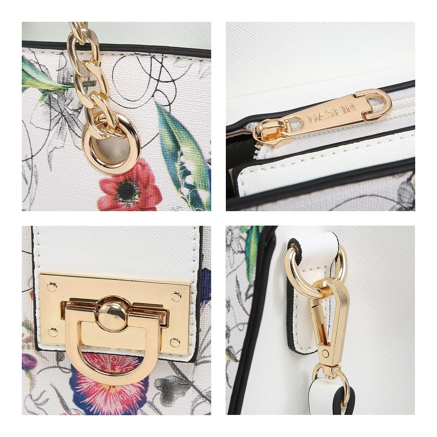 Women Fashion Chain Fashion Belt lock Tote Bags With Matching Clutch Dasein - Dasein Bags