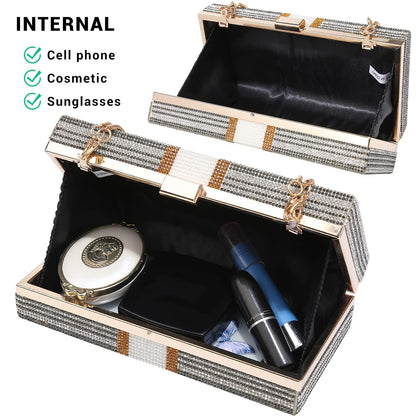 Stack of Cash Dollars Clutch Party Purse Crystal Evening Bag Cocktail for Women - Dasein Bags