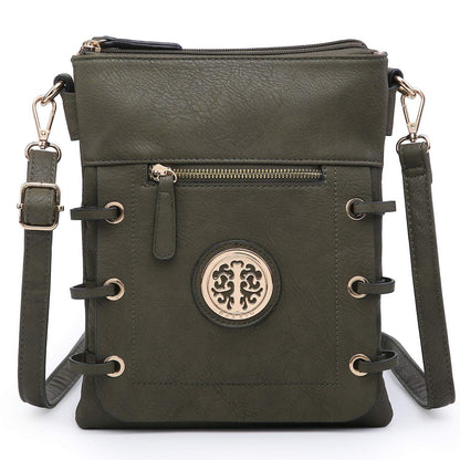 Small Size Emblem Retro Designer Crossbody Messenger Bag l Dasein - Dasein Bags