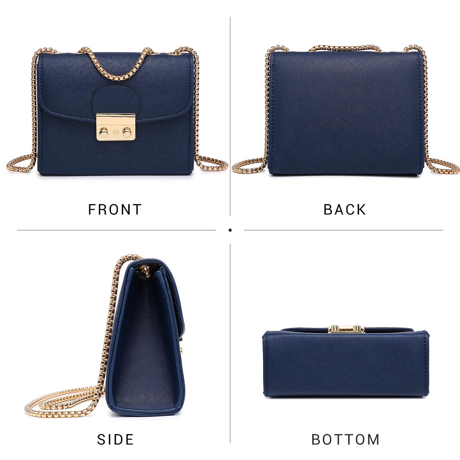 Push Lock Lightweight Vegan Leather Crossbody Bag With Chain Strap By Dasein - Dasein Bags