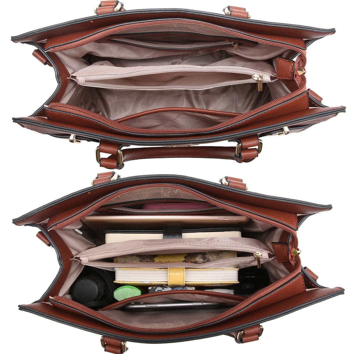 Ladies Shoulder Bag Top Handle Satchel Tote Work Bag with Matching Clutch l Dasein - Dasein Bags