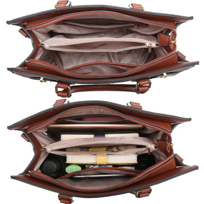 Ladies Shoulder Bag Top Handle Satchel Tote Work Bag with Matching Clutch l Dasein - Dasein Bags