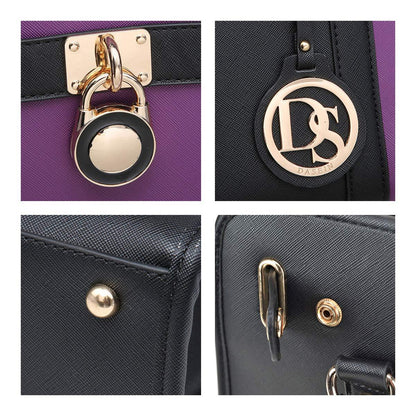 Two Tone Satchel Top Handle Bags Work Tote with Matching Wallet l Dasein - Dasein Bags