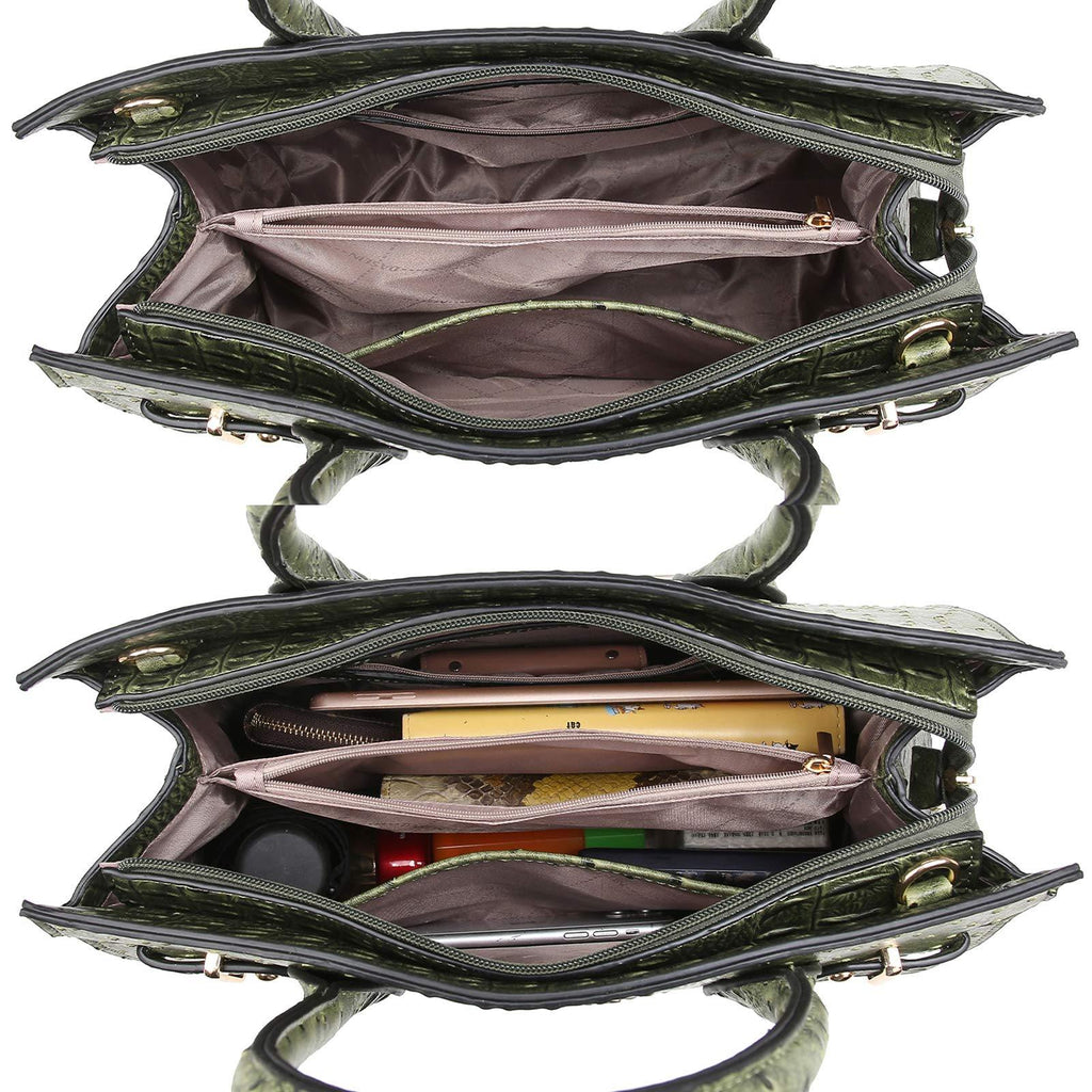 Fashion embossed Shoulder Top Handle Satchel Tote Bag with Matching Clutch l Dasein - Dasein Bags