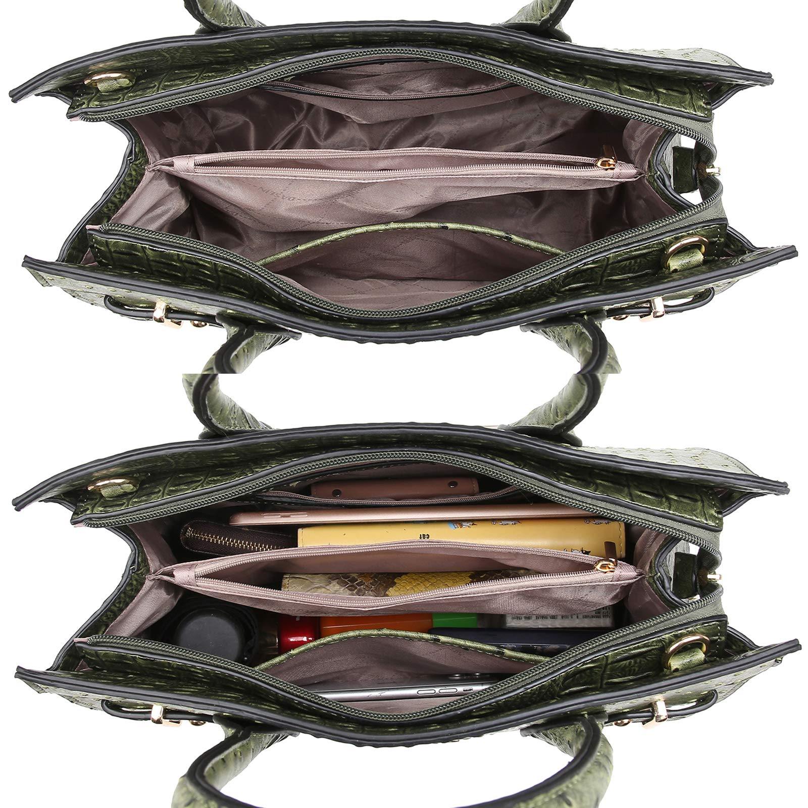 Fashion embossed Shoulder Top Handle Satchel Tote Bag with Matching Clutch l Dasein - Dasein Bags