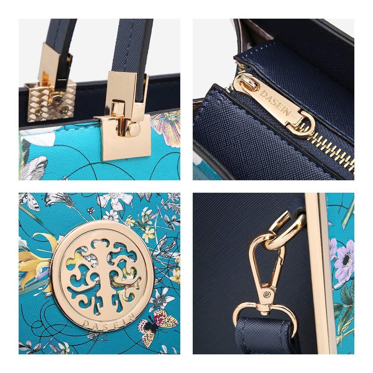 Floral Print Emblem Handbag with Matching Wallet - Dasein Bags