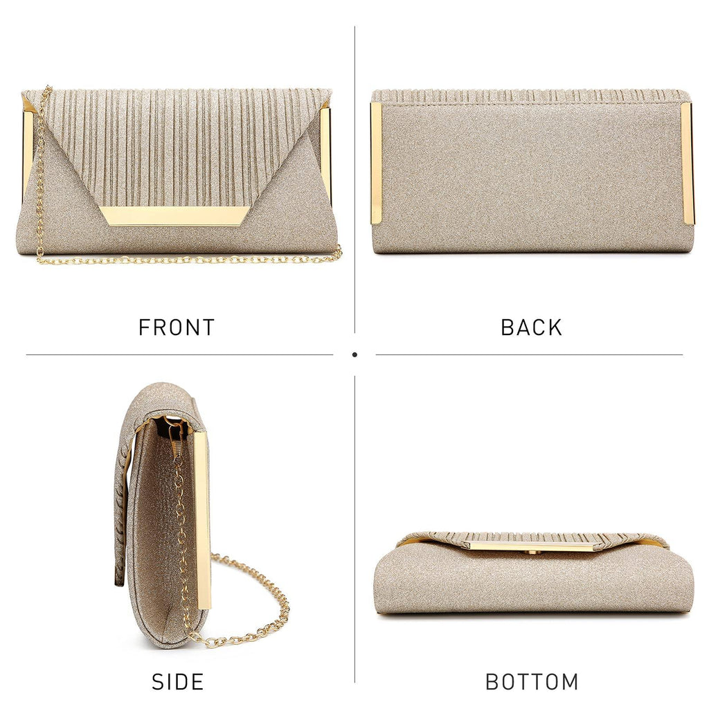 Dasein Glitter Flap Envelope Clutch Purses Evening Bags Wedding Party Prom Purse - Dasein Bags