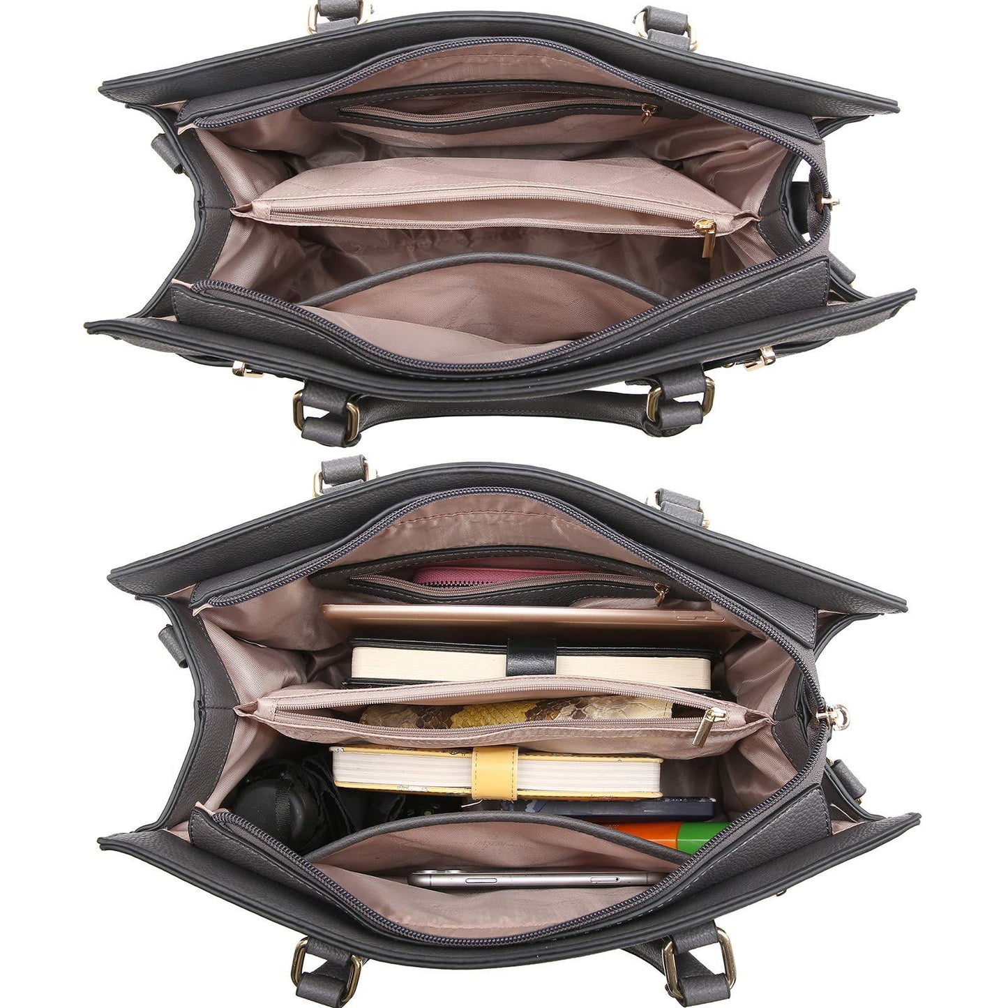 Ladies Shoulder Bag Top Handle Satchel Tote Work Bag with Matching Clutch l Dasein - Dasein Bags