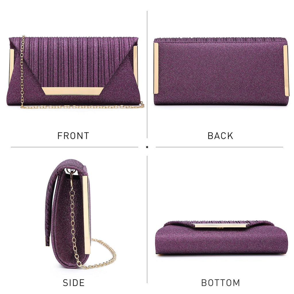 Dasein Glitter Flap Envelope Clutch Purses Evening Bags Wedding Party Prom Purse - Dasein Bags