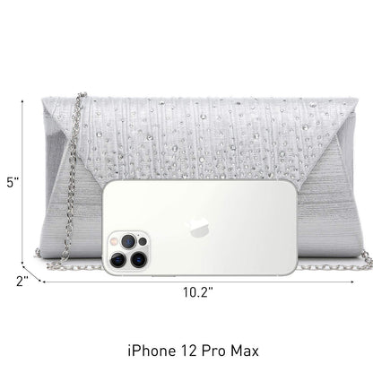 Women Glitter Rhinestone Wedding Evening Purse Envelope Clutch Dasein - Dasein Bags