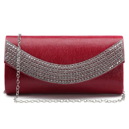 PU Leather Rhinestone Evening Bags Formal Wedding Party Purse Dasein - Dasein Bags