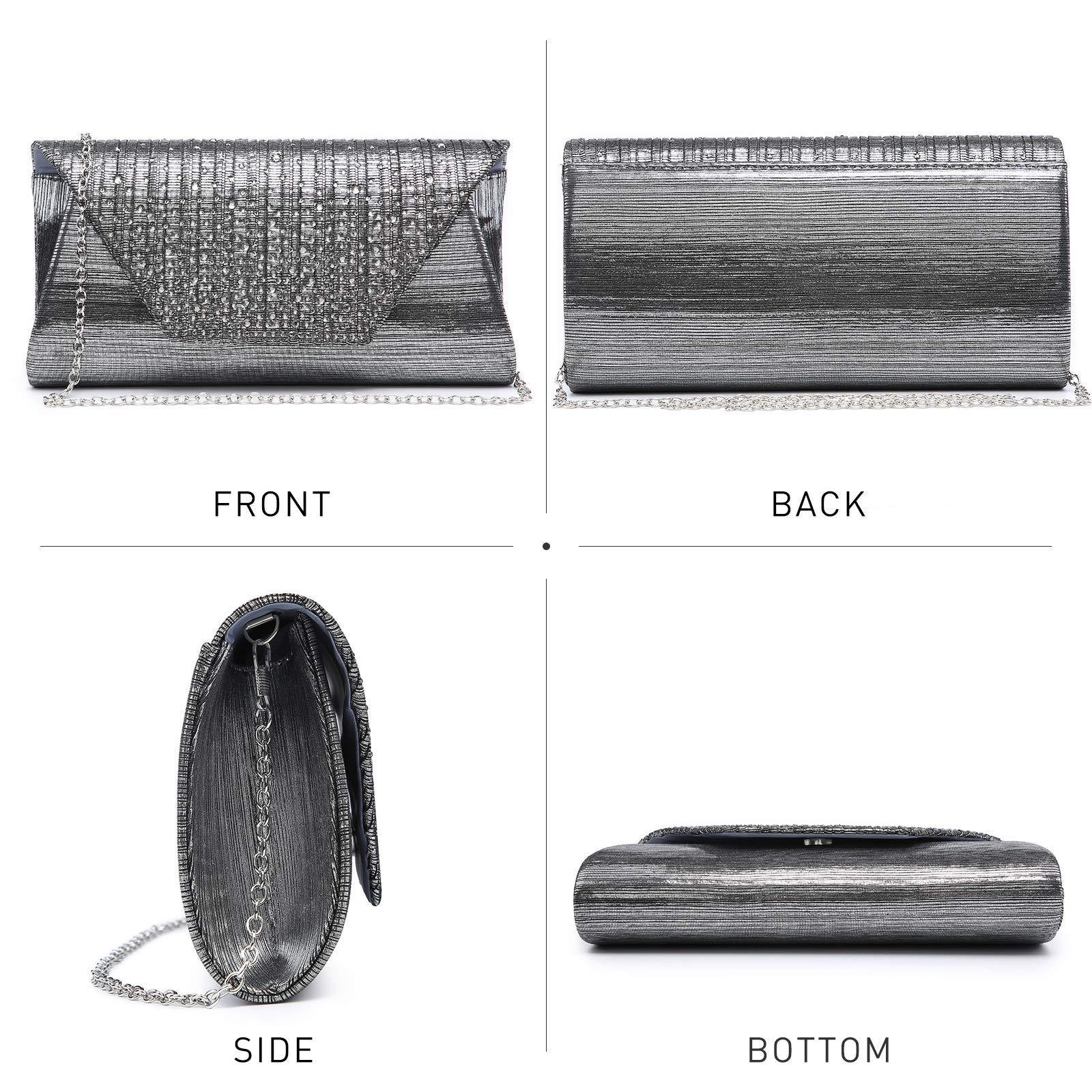 Women Glitter Rhinestone Wedding Evening Purse Envelope Clutch Dasein - Dasein Bags