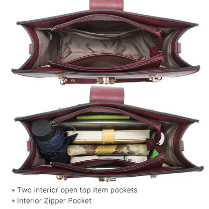 Women Fashion Chain Fashion Belt lock Tote Bags With Matching Clutch Dasein - Dasein Bags