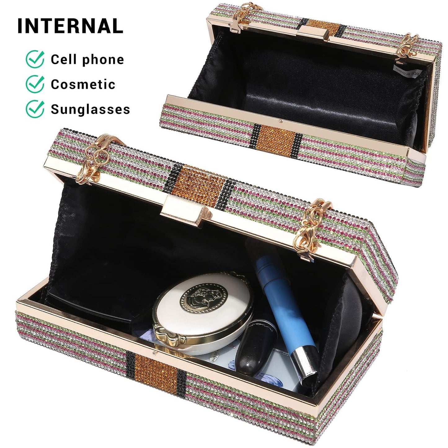 Stack of Cash Dollars Clutch Party Purse Crystal Evening Bag Cocktail for Women - Dasein Bags