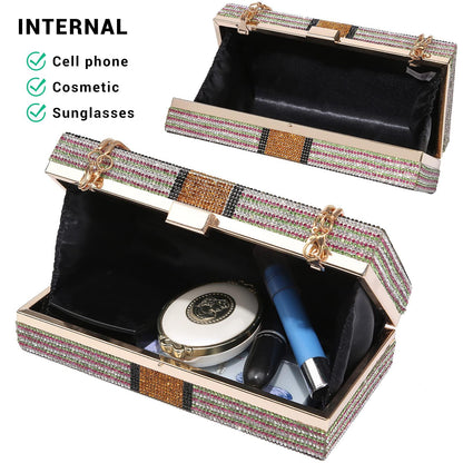 Stack of Cash Dollars Clutch Party Purse Crystal Evening Bag Cocktail for Women - Dasein Bags