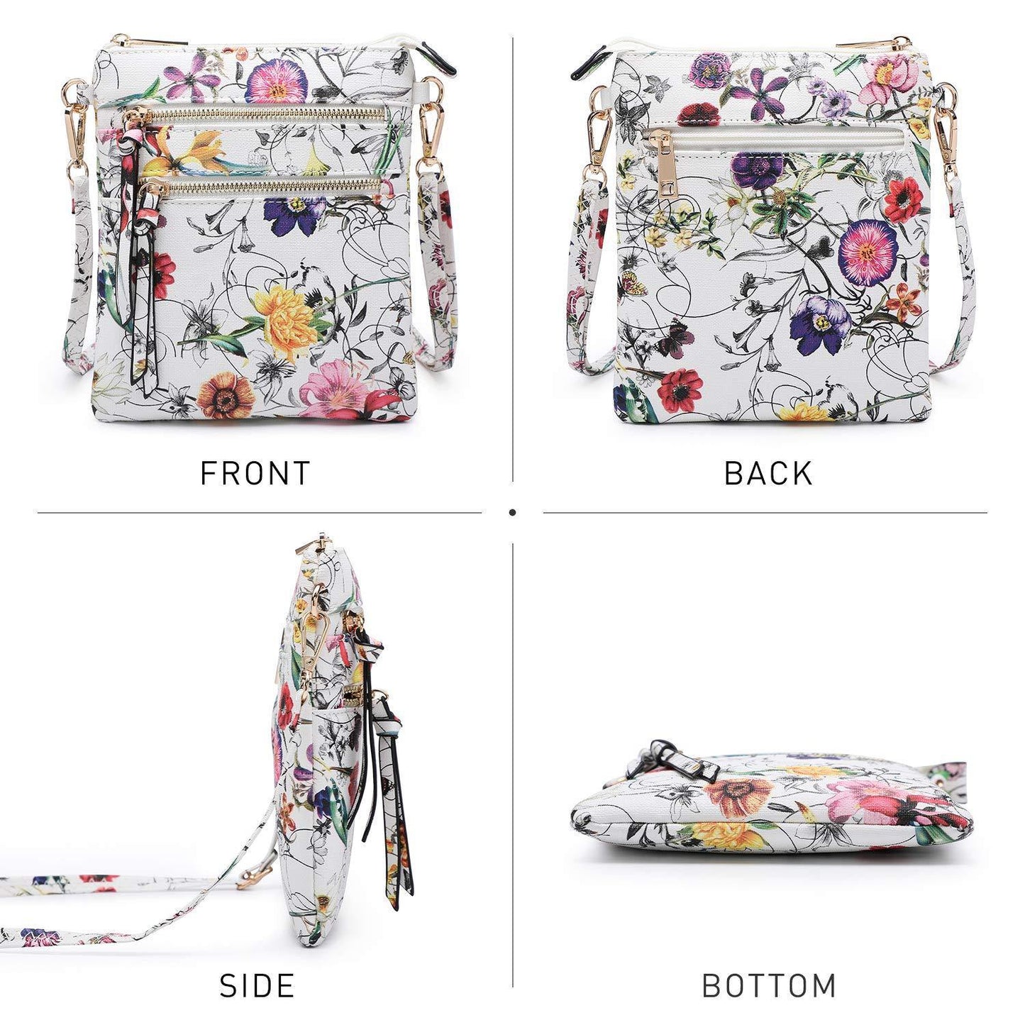 Lightweight Functional Multi Pocket Vegan Leather Shoulder Crossbody Bag l Dasein - Dasein Bags