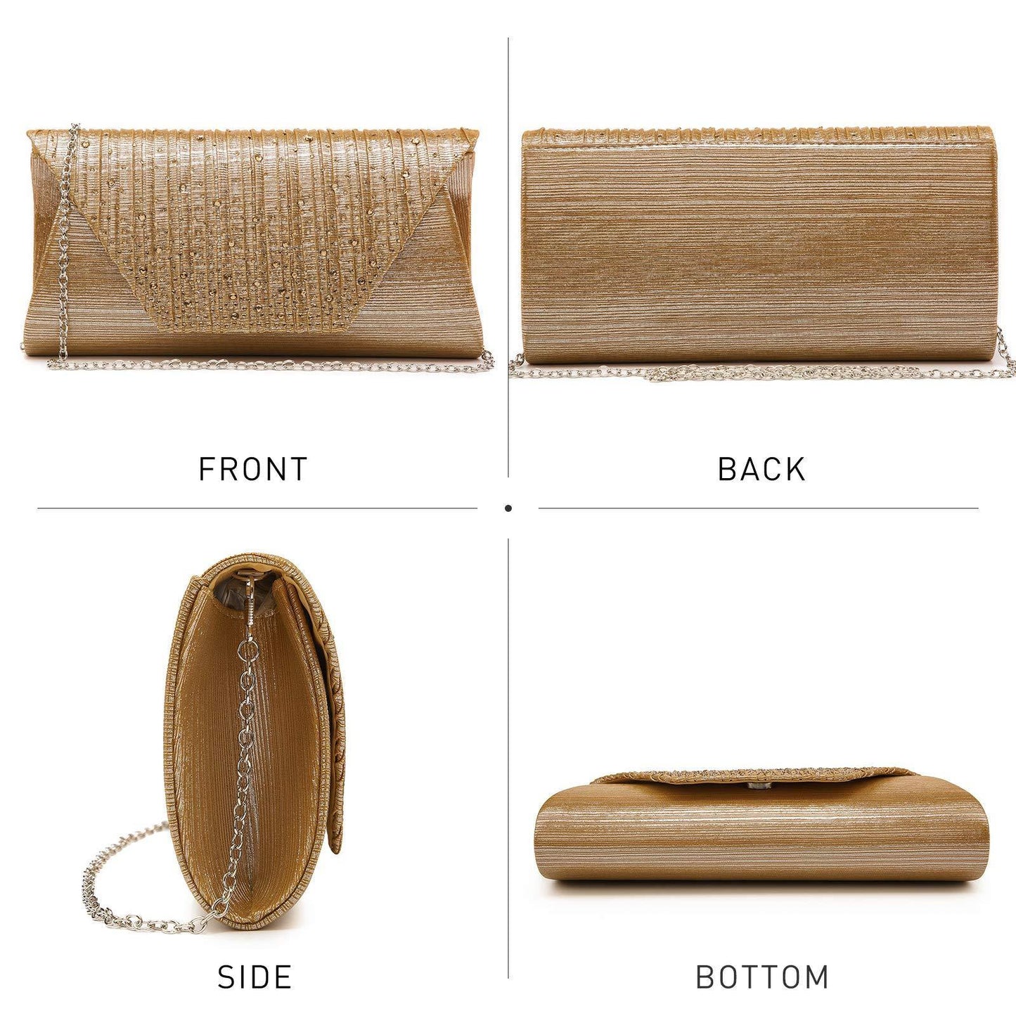 Women Glitter Rhinestone Wedding Evening Purse Envelope Clutch Dasein - Dasein Bags