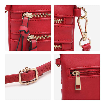 Lightweight Functional Multi Pocket Vegan Leather Shoulder Crossbody Bag l Dasein - Dasein Bags