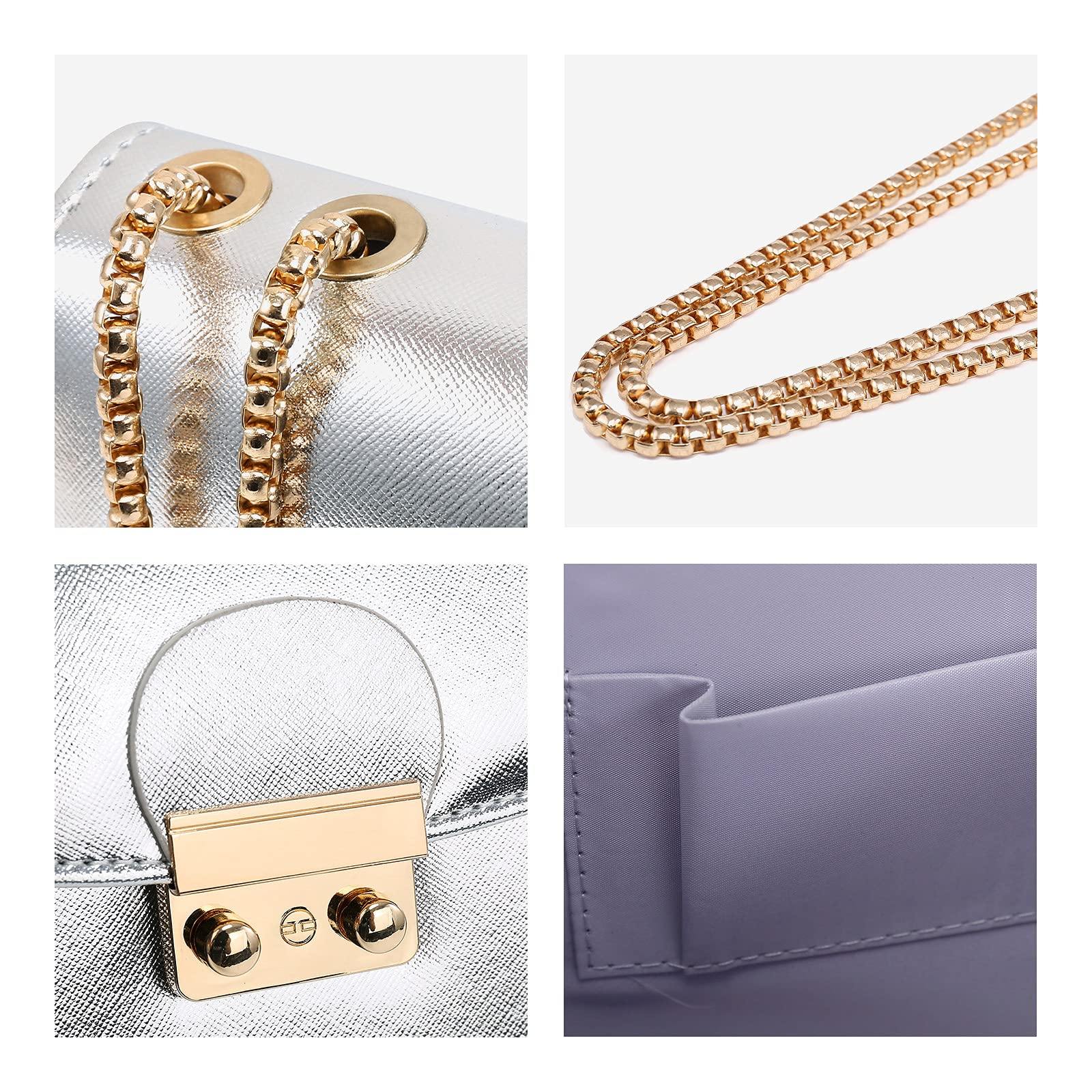 Push Lock Lightweight Vegan Leather Crossbody Bag With Chain Strap By Dasein - Dasein Bags