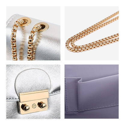 Push Lock Lightweight Vegan Leather Crossbody Bag With Chain Strap By Dasein - Dasein Bags