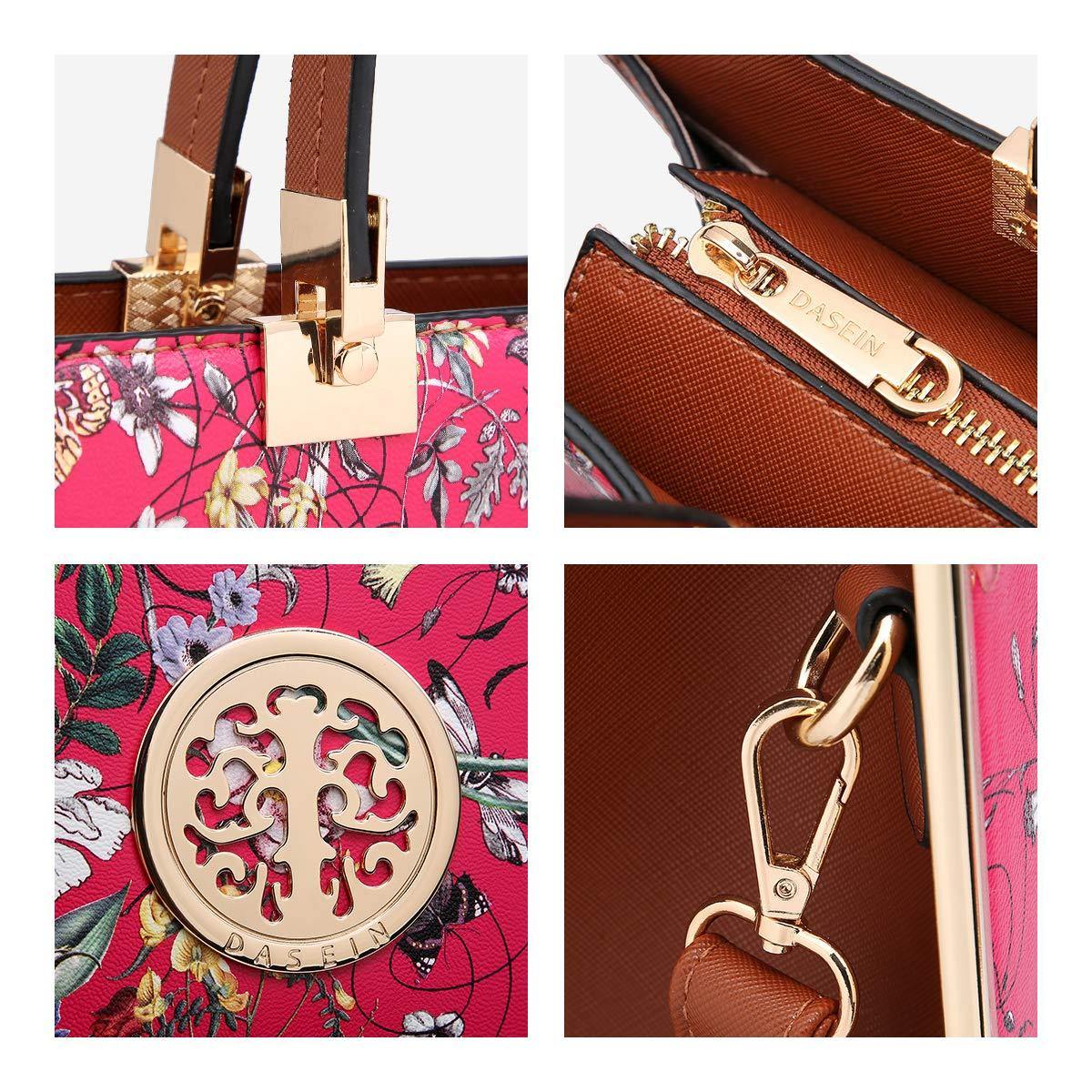Floral Print Emblem Handbag with Matching Wallet - Dasein Bags