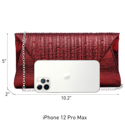 Women Glitter Rhinestone Wedding Evening Purse Envelope Clutch Dasein - Dasein Bags