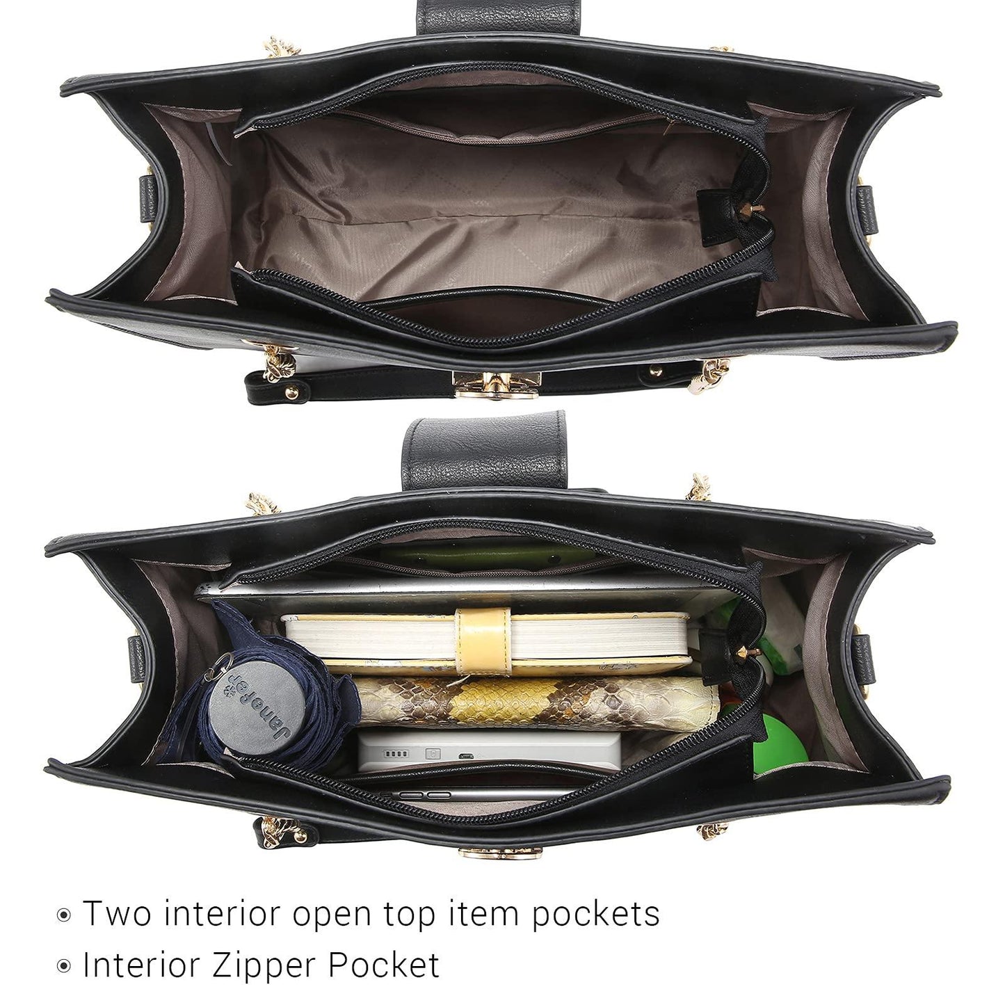 Women Fashion Chain Fashion Belt lock Tote Bags With Matching Clutch Dasein - Dasein Bags