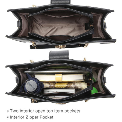 Women Fashion Chain Fashion Belt lock Tote Bags With Matching Clutch Dasein - Dasein Bags