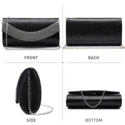 PU Leather Rhinestone Evening Bags Formal Wedding Party Purse Dasein - Dasein Bags