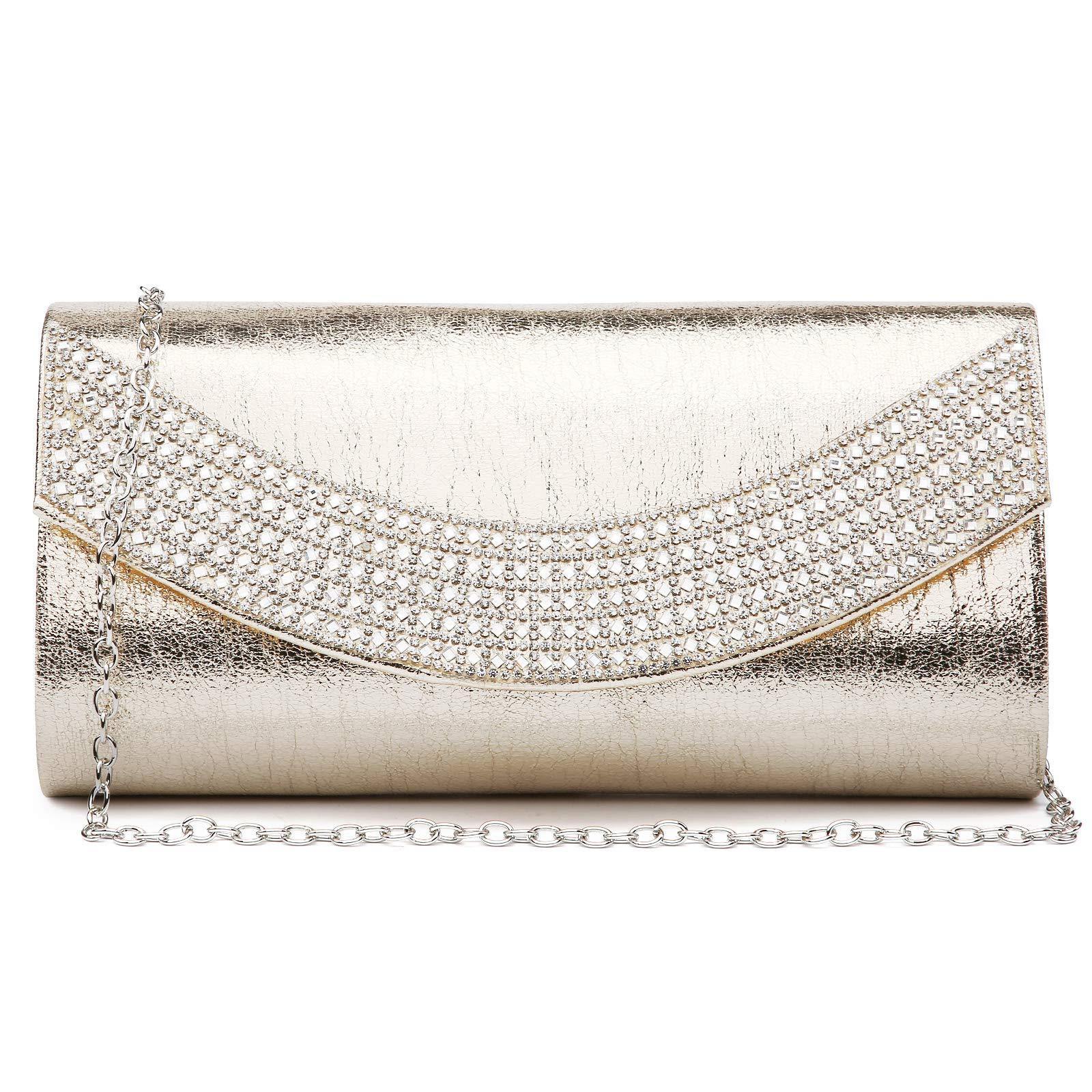 PU Leather Rhinestone Evening Bags Formal Wedding Party Purse Dasein - Dasein Bags