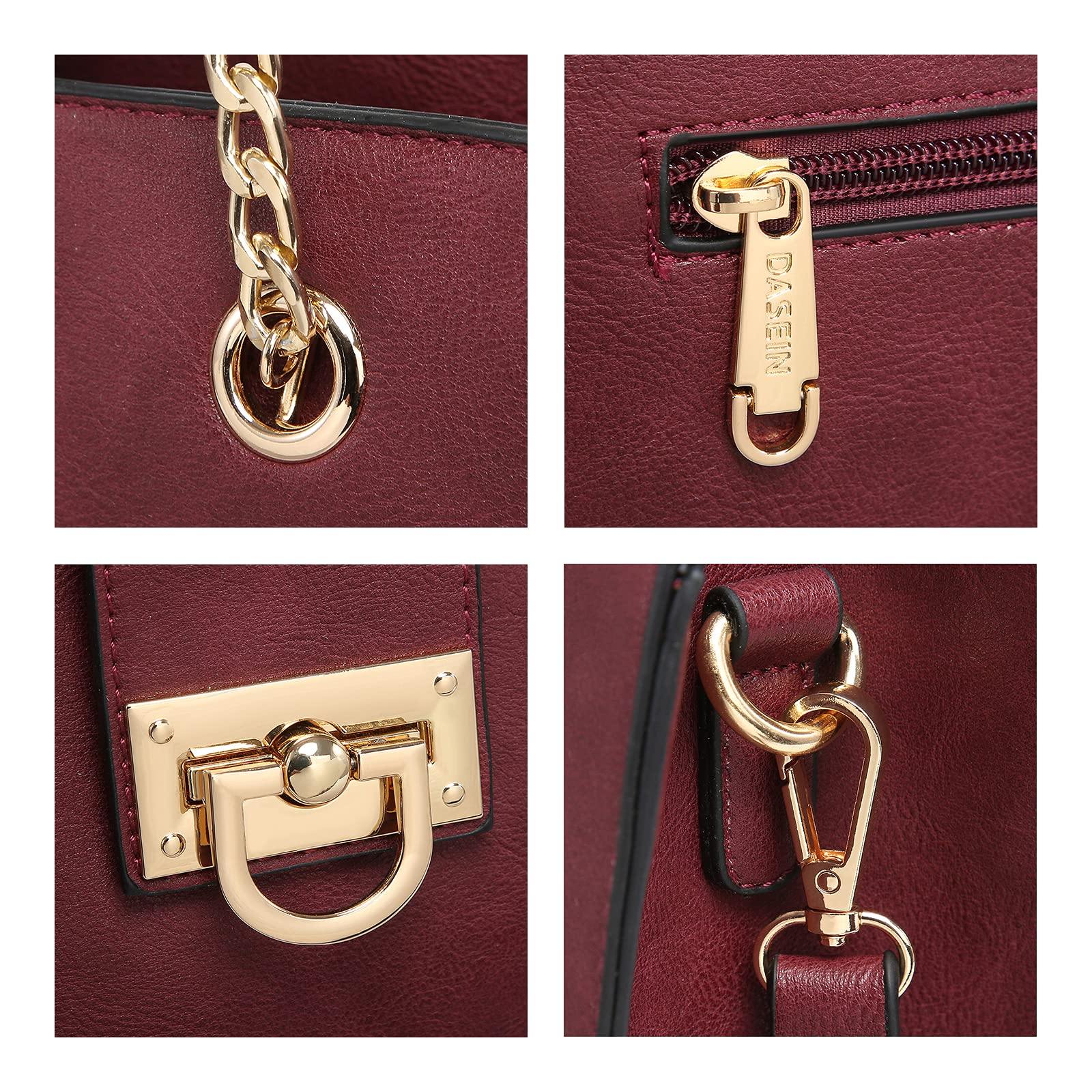 Women Fashion Chain Fashion Belt lock Tote Bags With Matching Clutch Dasein - Dasein Bags